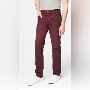 Mens Skinny Color Wash Reflex Twill Pants Stretch Burgundy Size 30/34